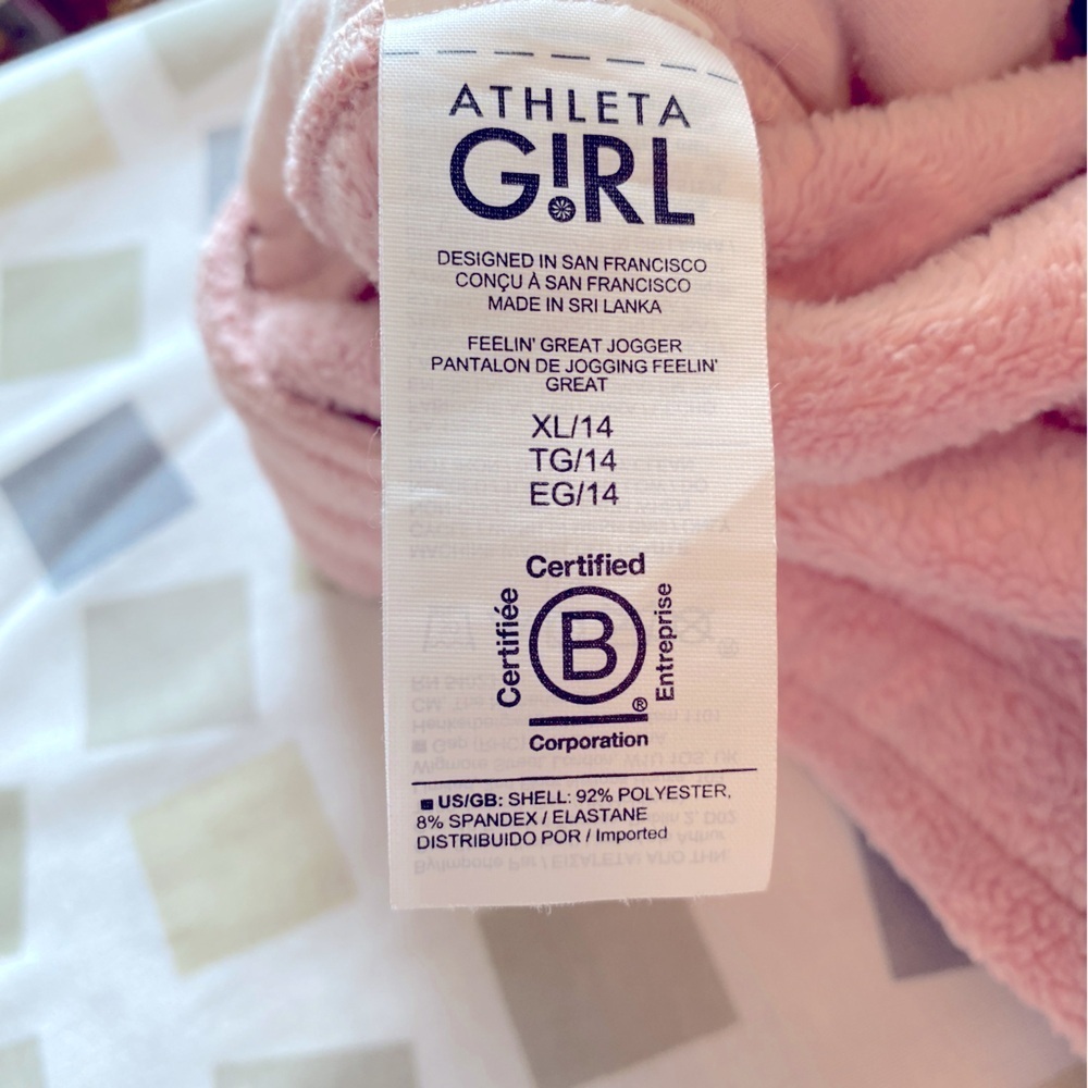 Athleta Girl Feelin' Great Pink Plush Velour Jogger - Picture 5 of 5